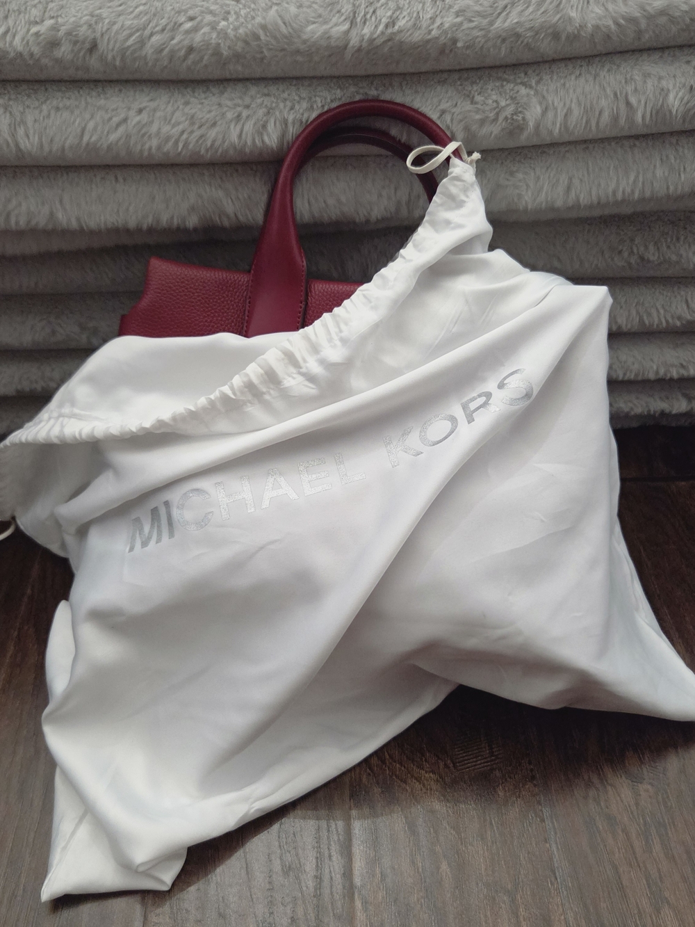 NWT Michael Kors Rollins Large Leather Satchel Bag Maroon - Picture 8 of 8